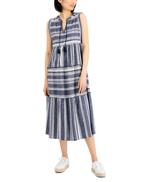 Charter Club Womens Cotton Sleeveless Midi Dress